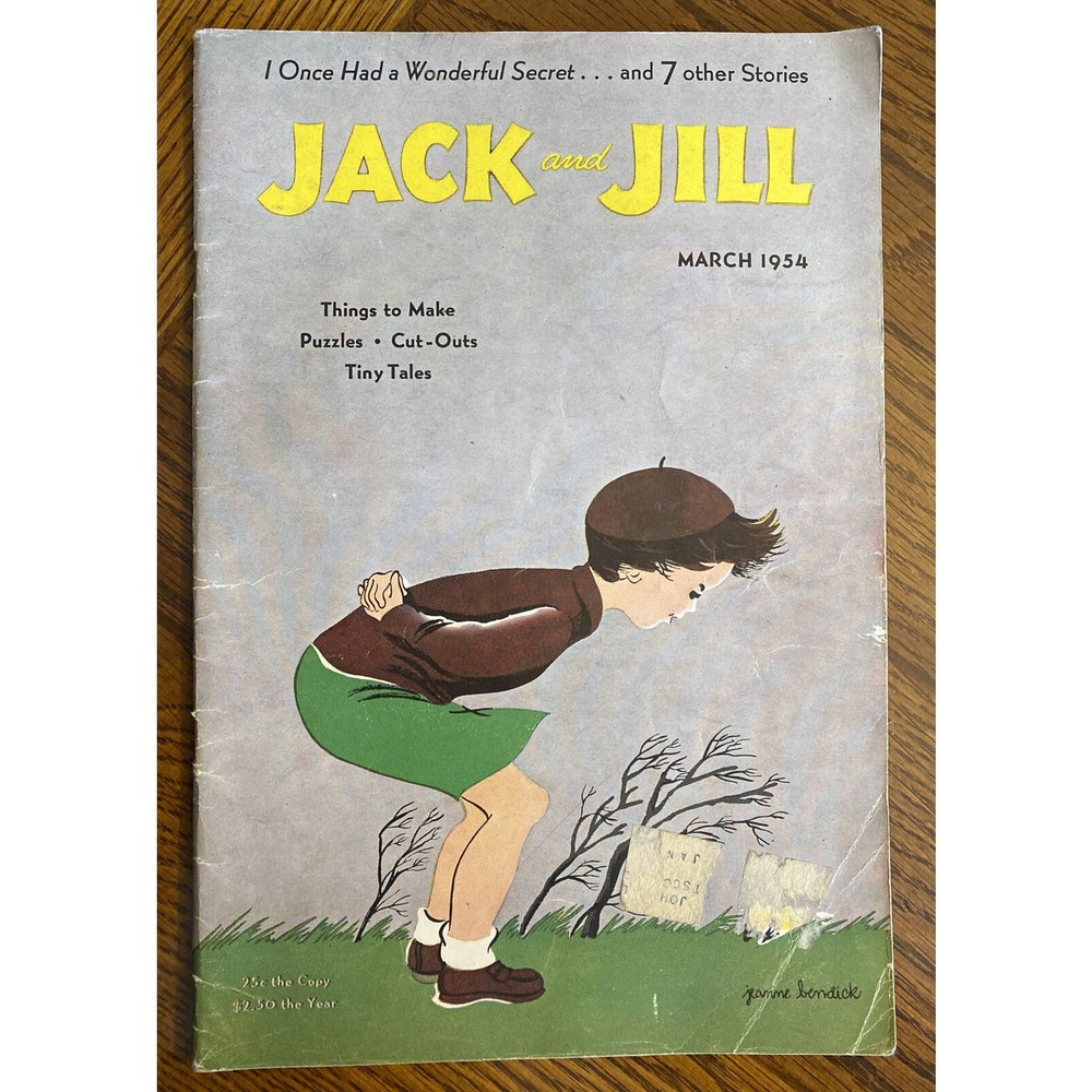 Vintage JACK And JILL Magazine March 1954 Issue Puzzles Cut Outs & Tiny Tales